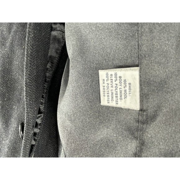 Murano Collezione Short Trench Over Coat Mens Medium Wool Single Breast Black - Picture 9 of 12